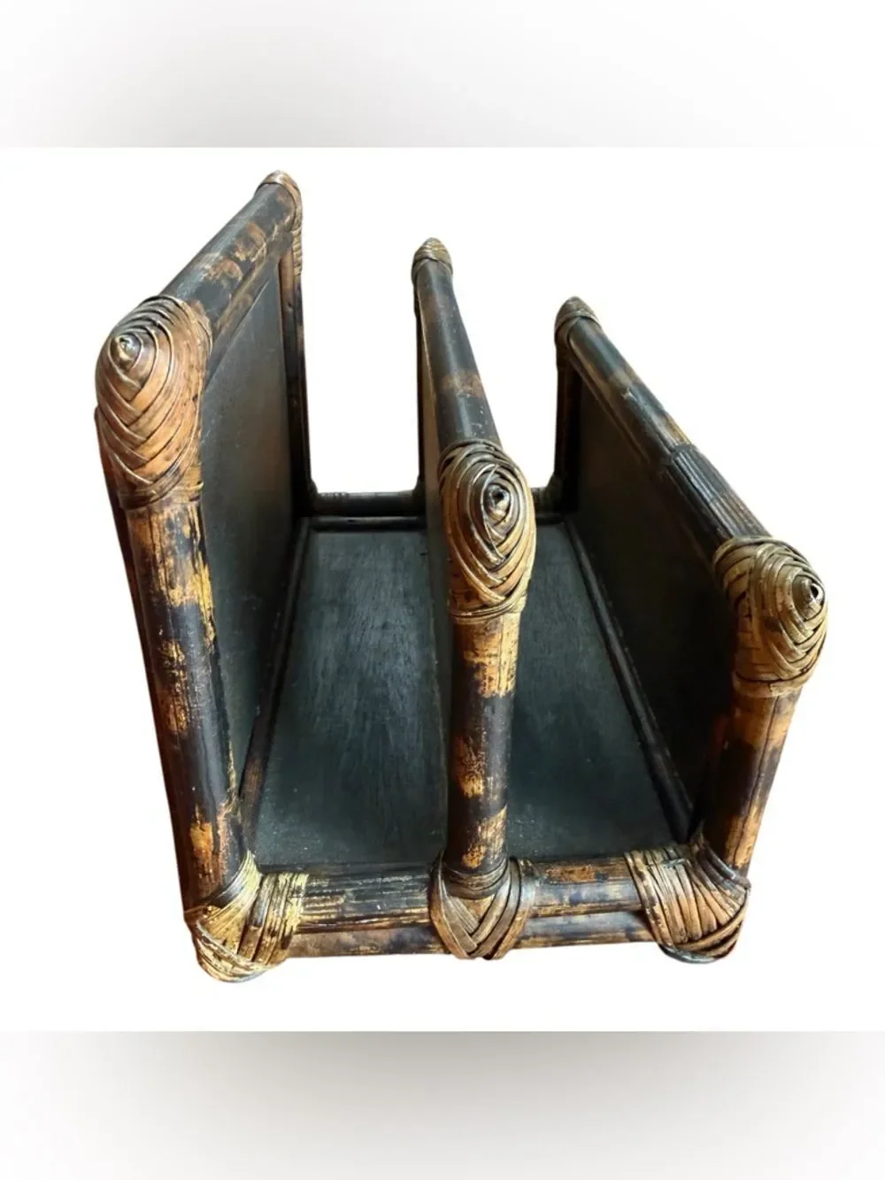 Pier 1 Coastal Rattan Letter Holder Desk Organizer Brown Tan